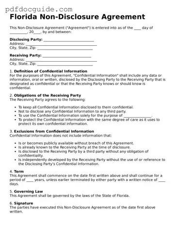 Valid  Non-disclosure Agreement Document for Florida