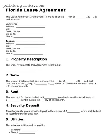 Valid  Lease Agreement Document for Florida