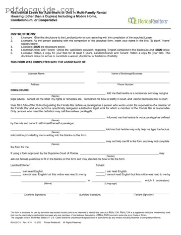 Florida Realtors Residential Lease Form