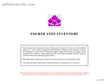 Fourth Step Inventory Form