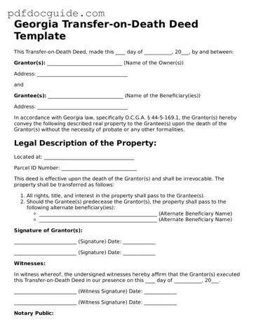 Valid  Transfer-on-Death Deed Document for Georgia