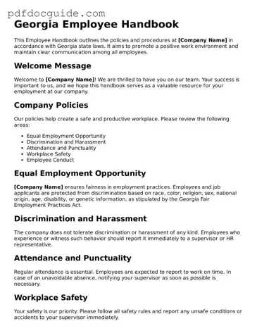 Valid  Employee Handbook Document for Georgia