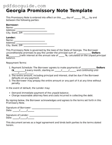 Valid  Promissory Note Document for Georgia