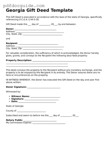 Valid  Gift Deed Document for Georgia
