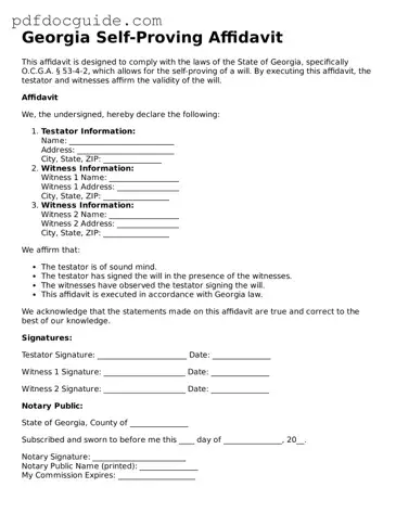 Valid  Self-Proving Affidavit Document for Georgia