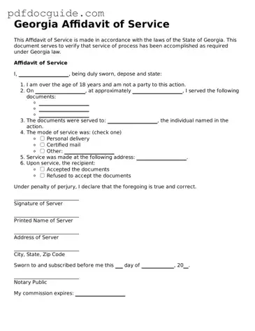 Valid  Affidavit of Service Document for Georgia