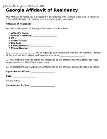 Valid  Affidavit of Residency Document for Georgia