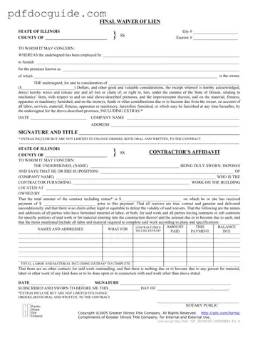 Illinois Final Waiver Of Lien Form