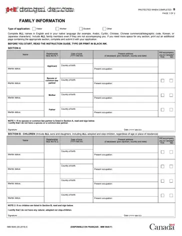 Imm 5645 Form