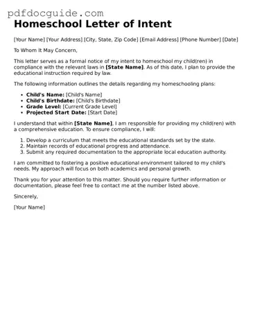 Attorney-Verified Homeschool Letter of Intent Template