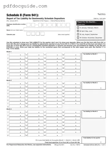 IRS Schedule B 941 Form