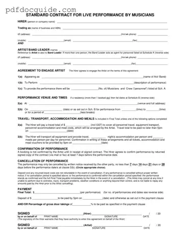 Live Performance Contract Form