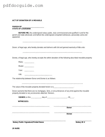 Louisiana act of donation Form