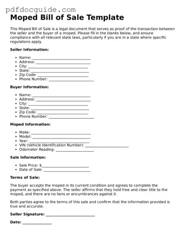 Attorney-Verified Moped Bill of Sale Template