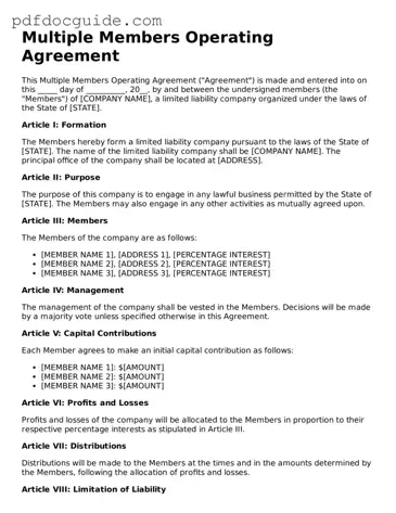 Attorney-Verified Multiple Members Operating Agreement Template