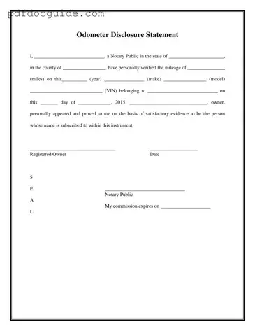 Notarized Odometer Statement Form