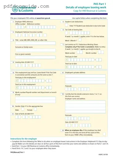 P 45 It Form