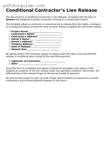 Attorney-Verified Conditional Contractor’s Lien Release Template