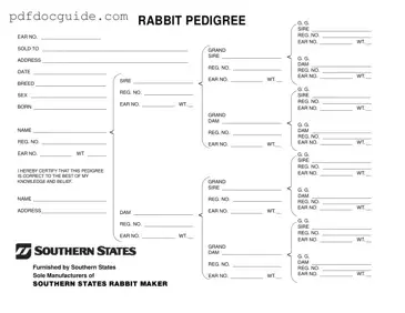Rabbit Pedigree Form
