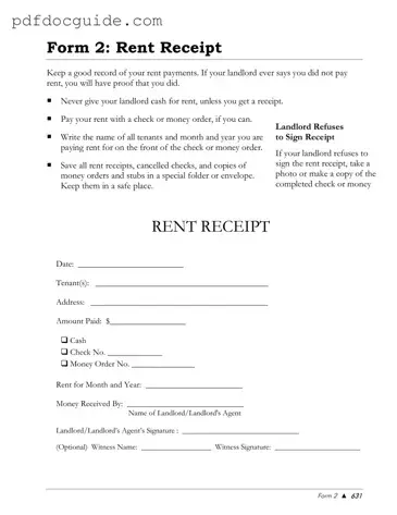 Rental Receipt Form