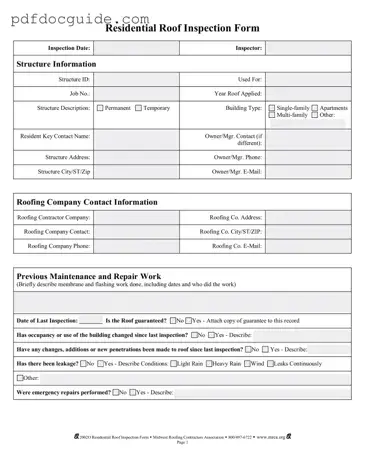 Roof Inspection Form