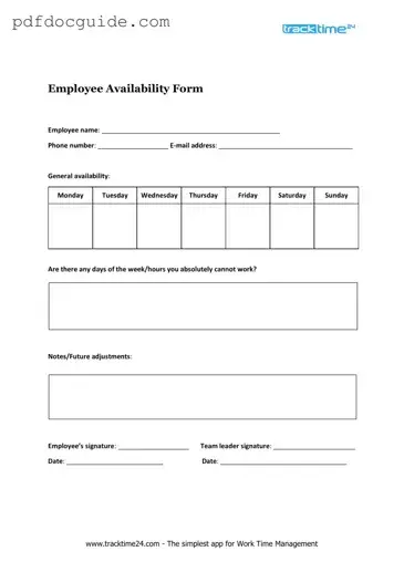 Employee Availability Form