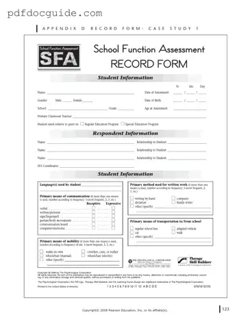 School Function Assessment Form