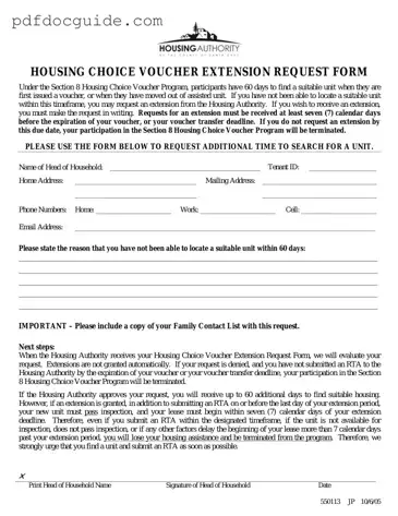 Section 8 Voucher Extension Form