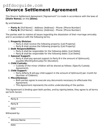 Attorney-Verified Divorce Settlement Agreement Template