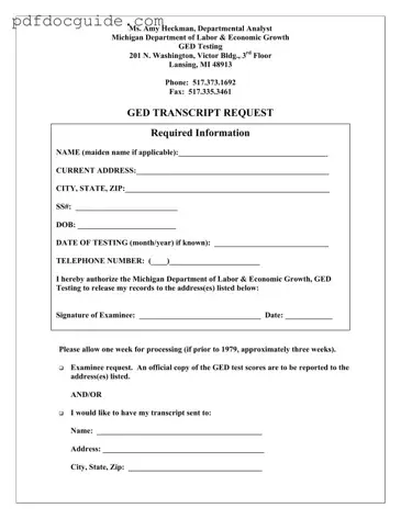 Michigan Ged Transcript Request Form
