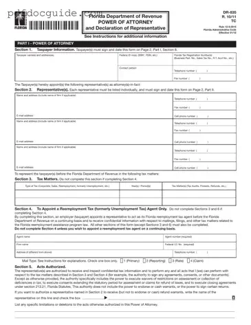 Tax POA dr 835 Form
