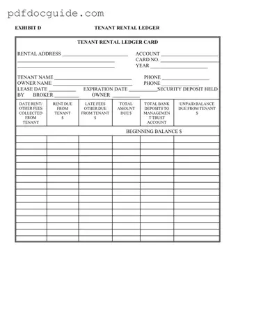 Tenant Ledger Card Form