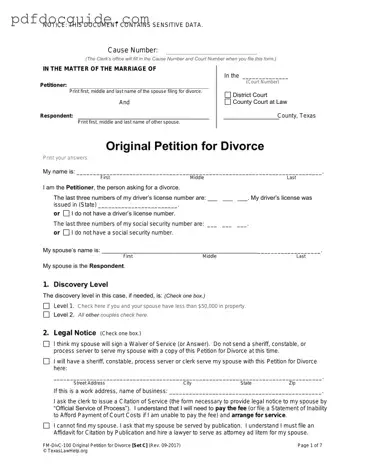 Texas Law Help FM-DivC-100 Original Petition for Divorce Set C Form