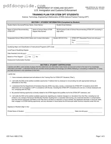 ICE I-983 Form