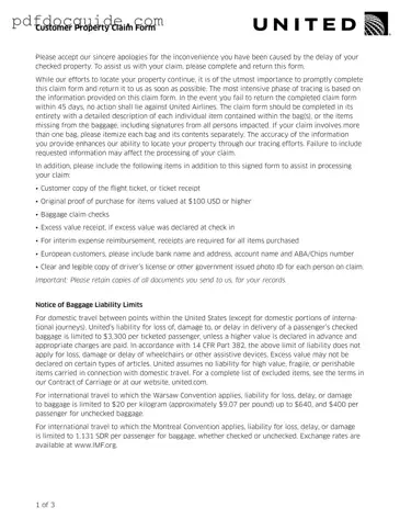 United Airlines Form