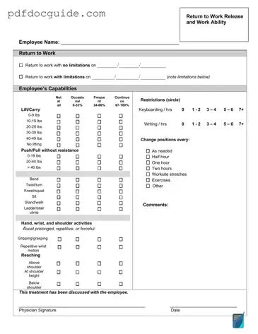 Work Release Form