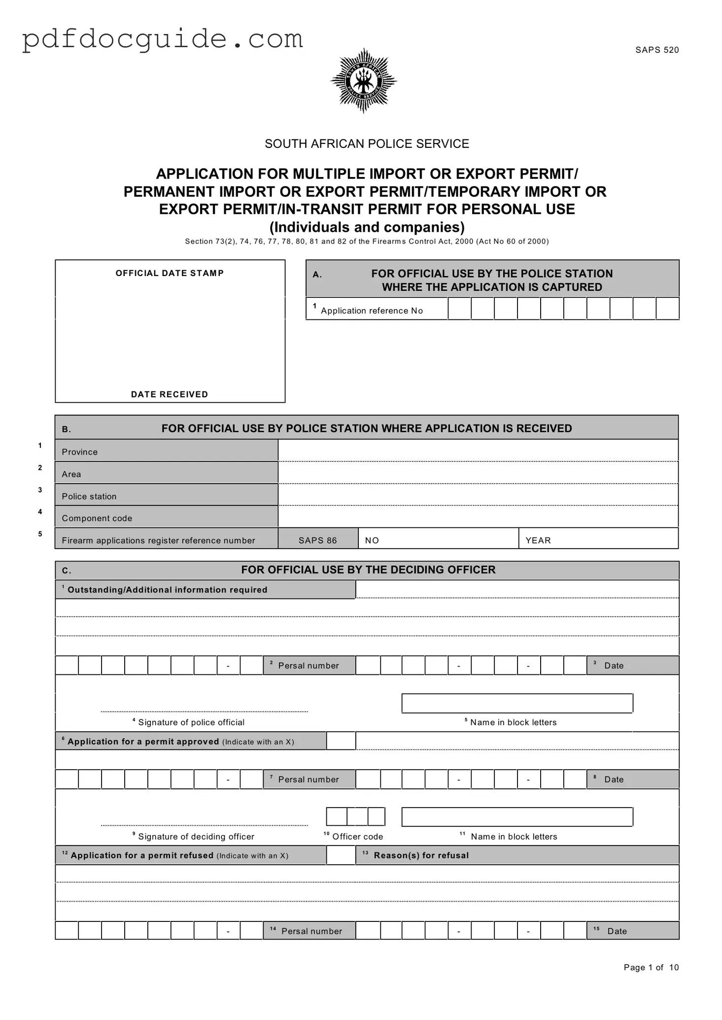 Saps 520 Form