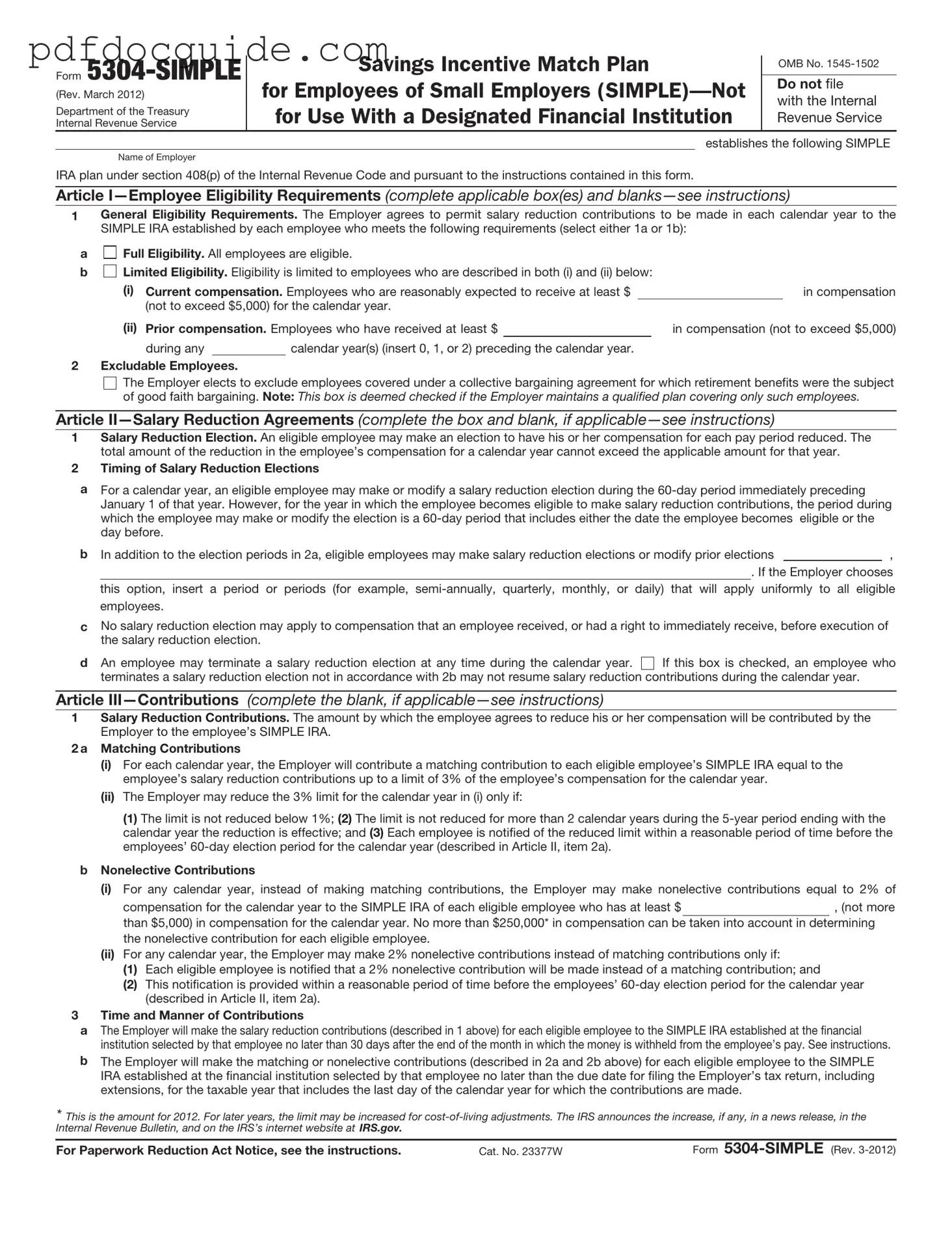 IRS 5304-SIMPLE Form