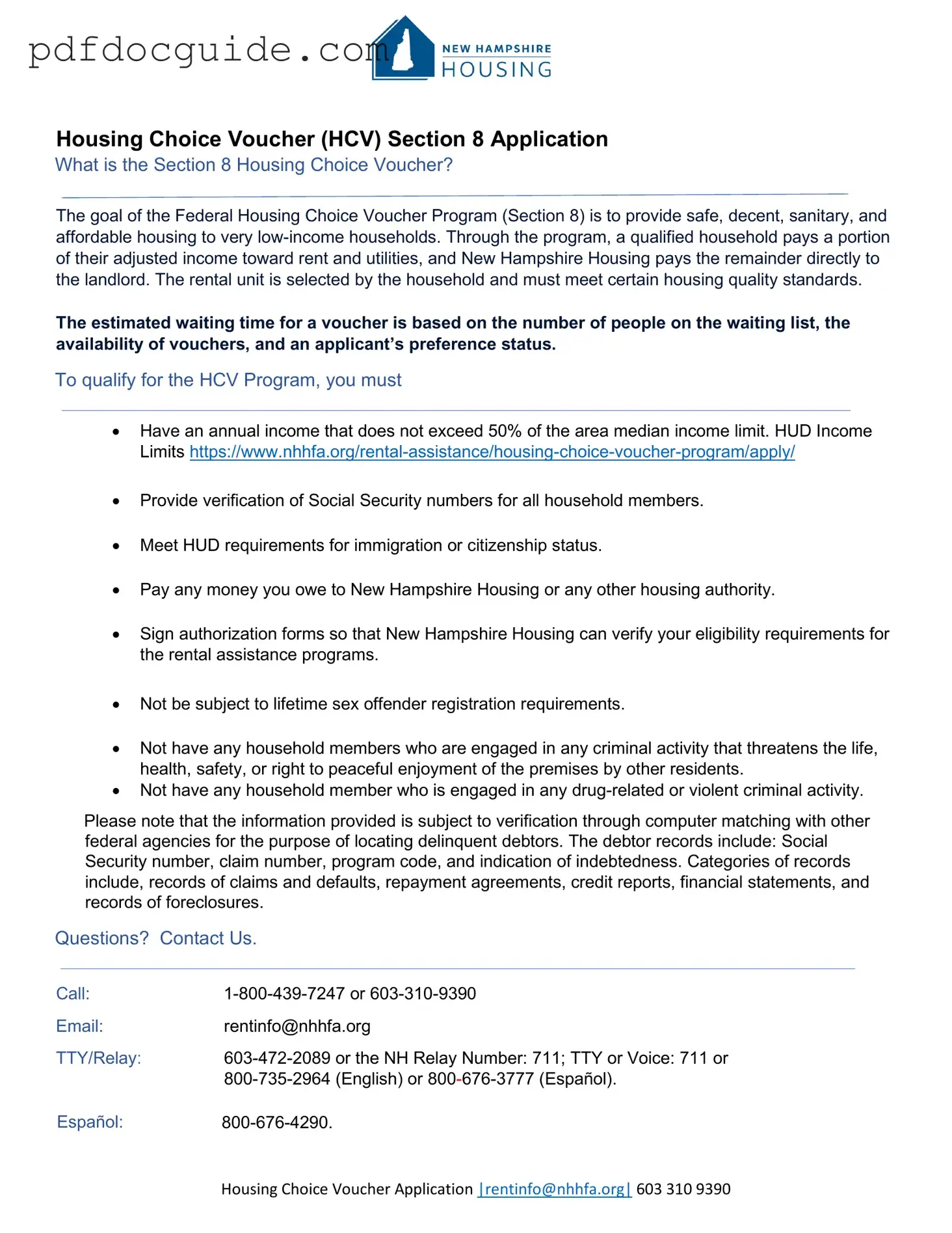 Section 8 Application Form