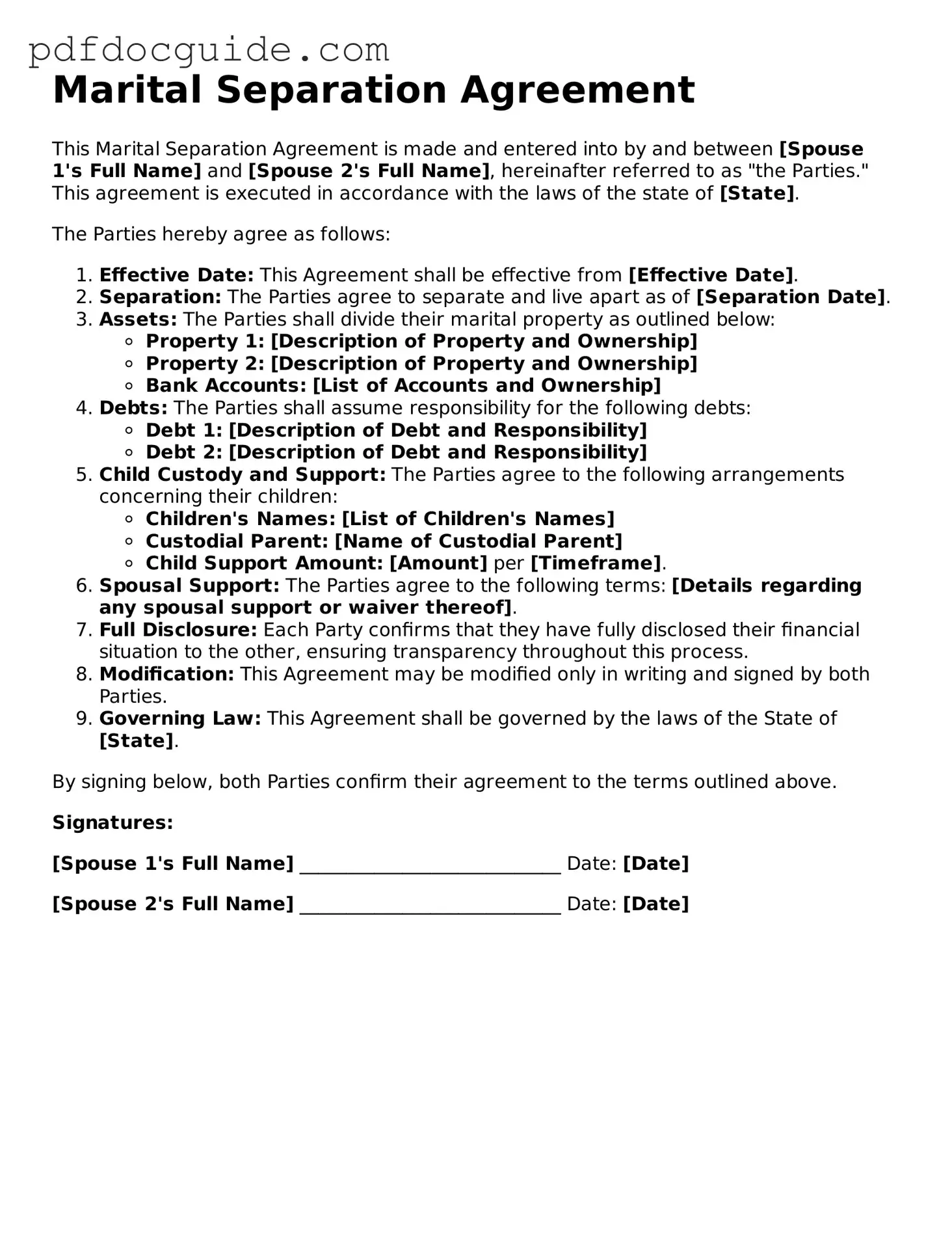 Attorney-Verified Marital Separation Agreement Template