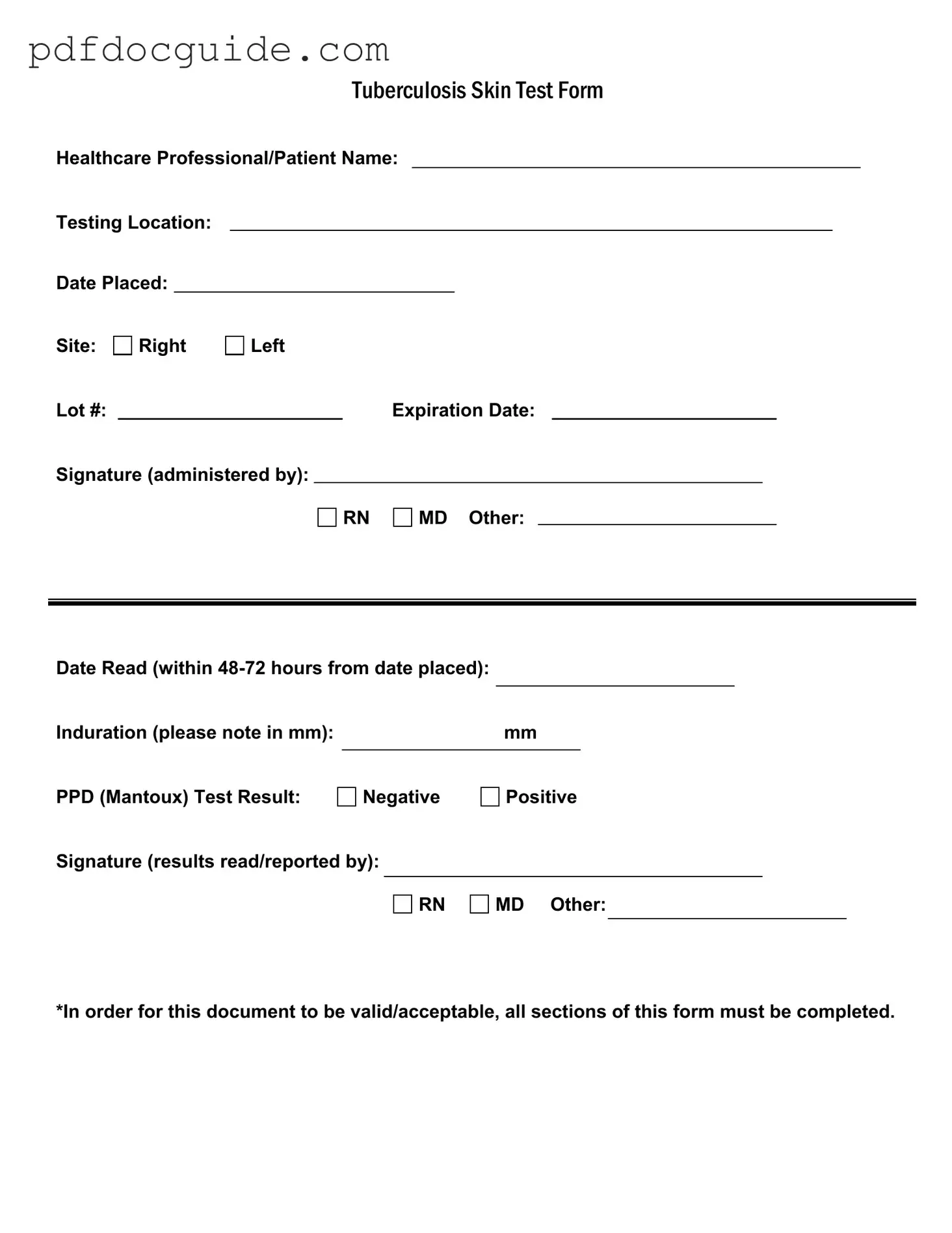 Tb Test Form