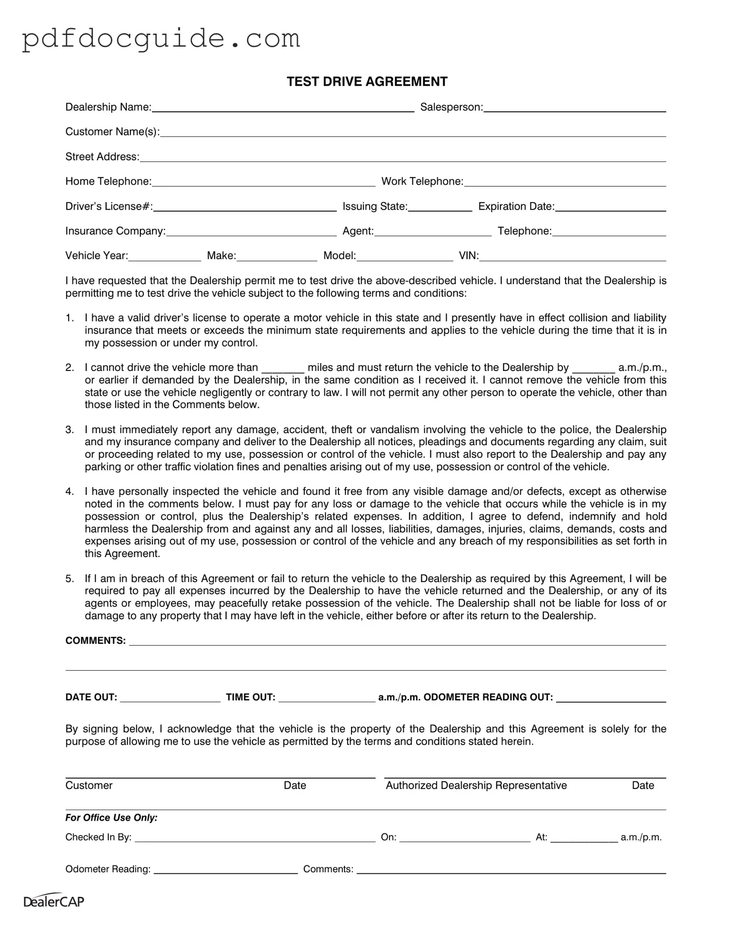 Test Drive Form
