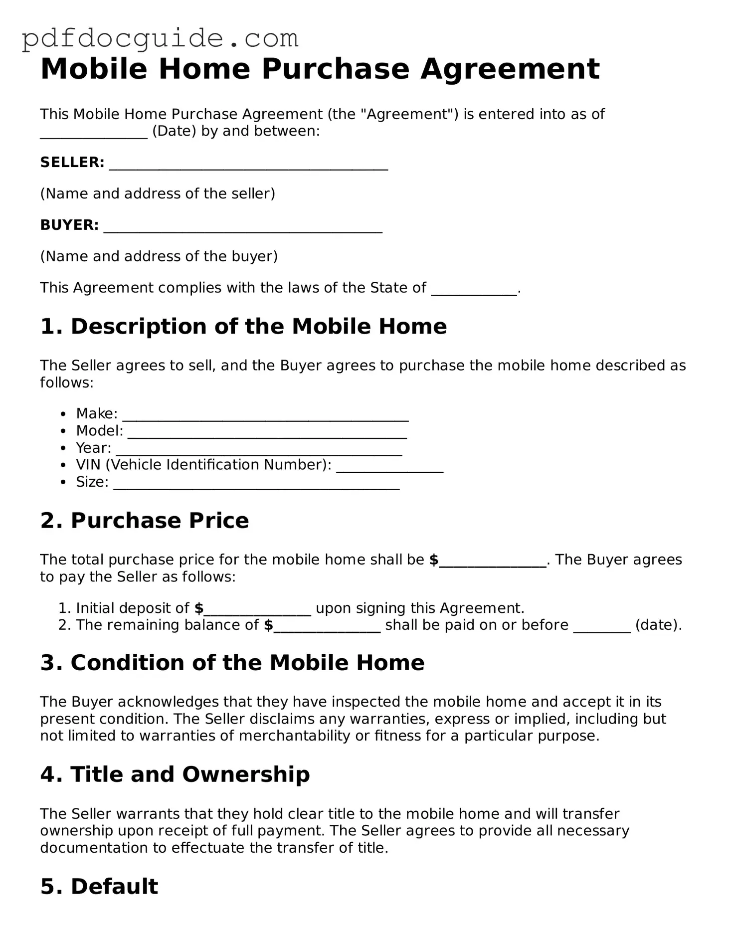 Attorney-Verified Mobile Home Purchase Agreement Template
