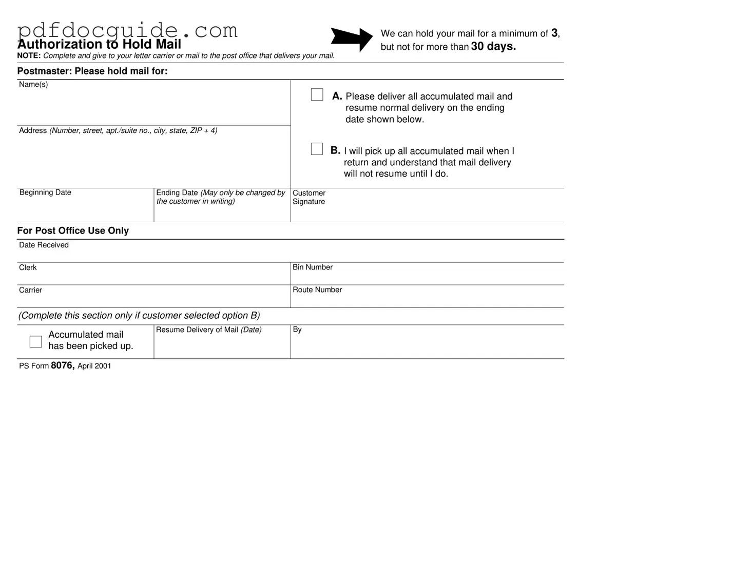 Usps Hold Mail Request Form