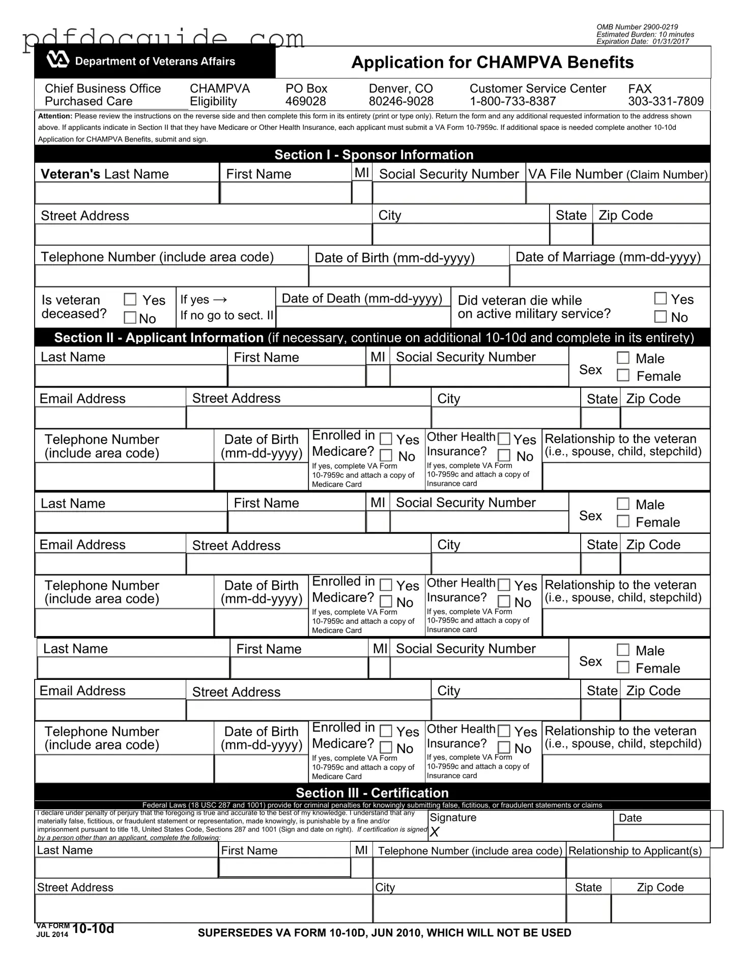 Va 10 10D Form