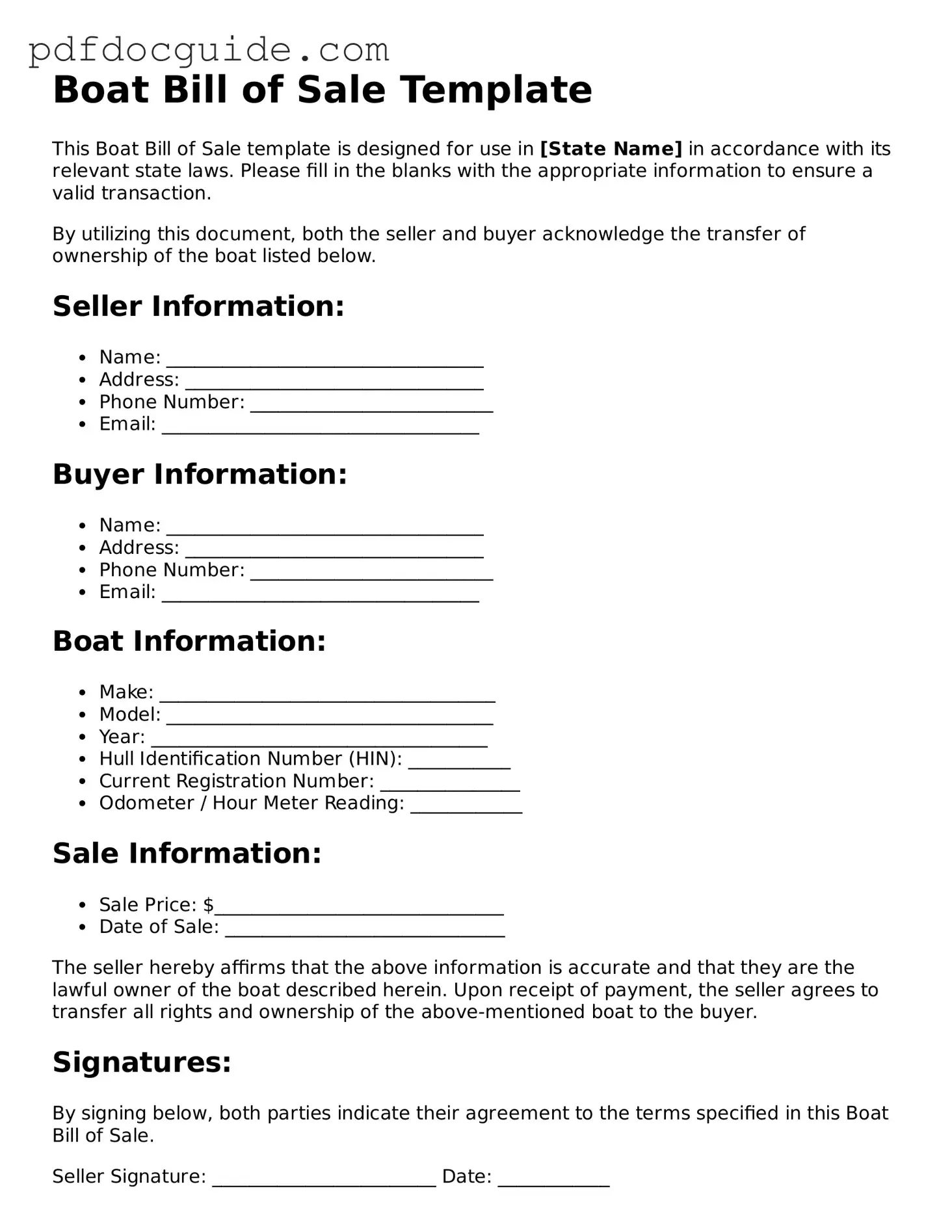 Attorney-Verified Boat Bill of Sale Template