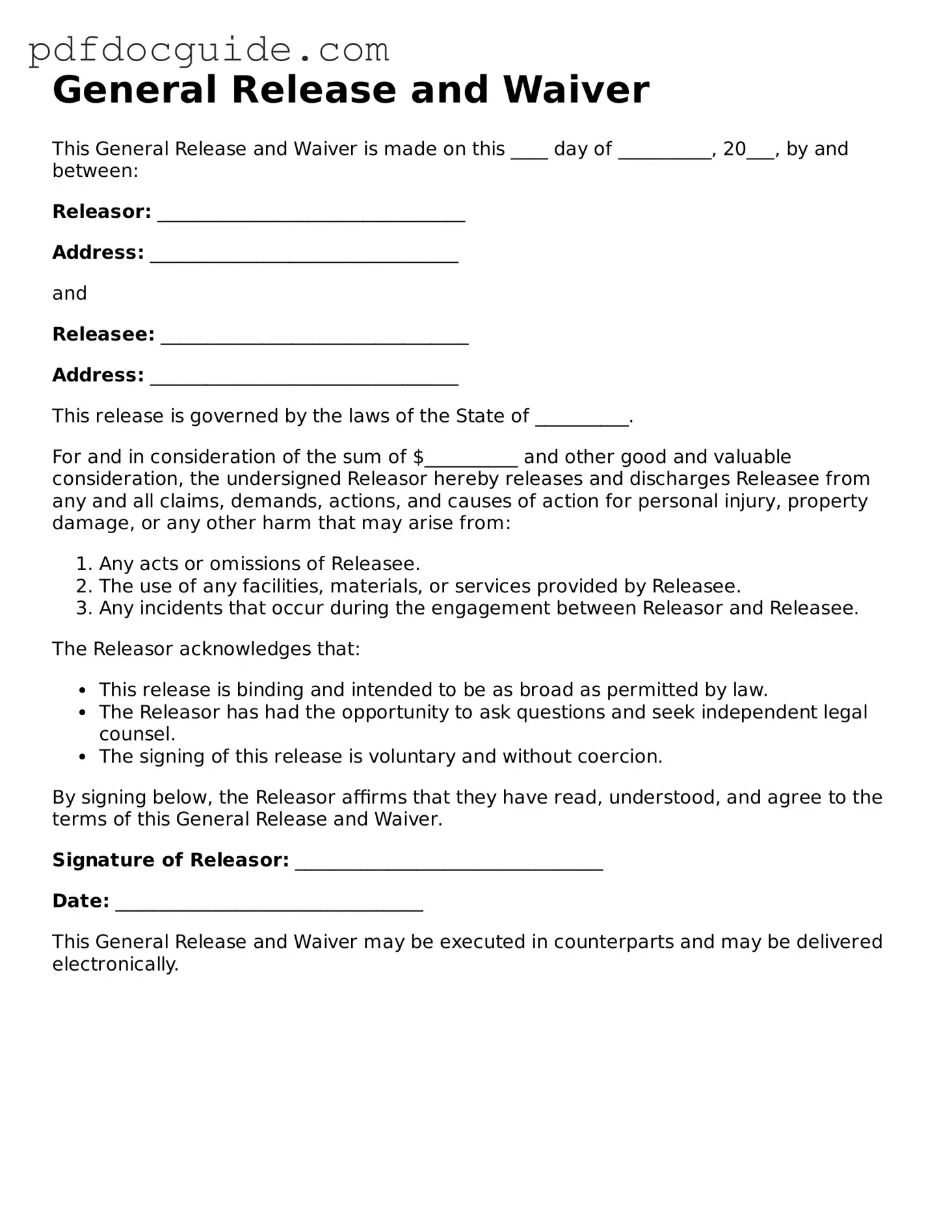 Attorney-Verified General Release and Waiver Template