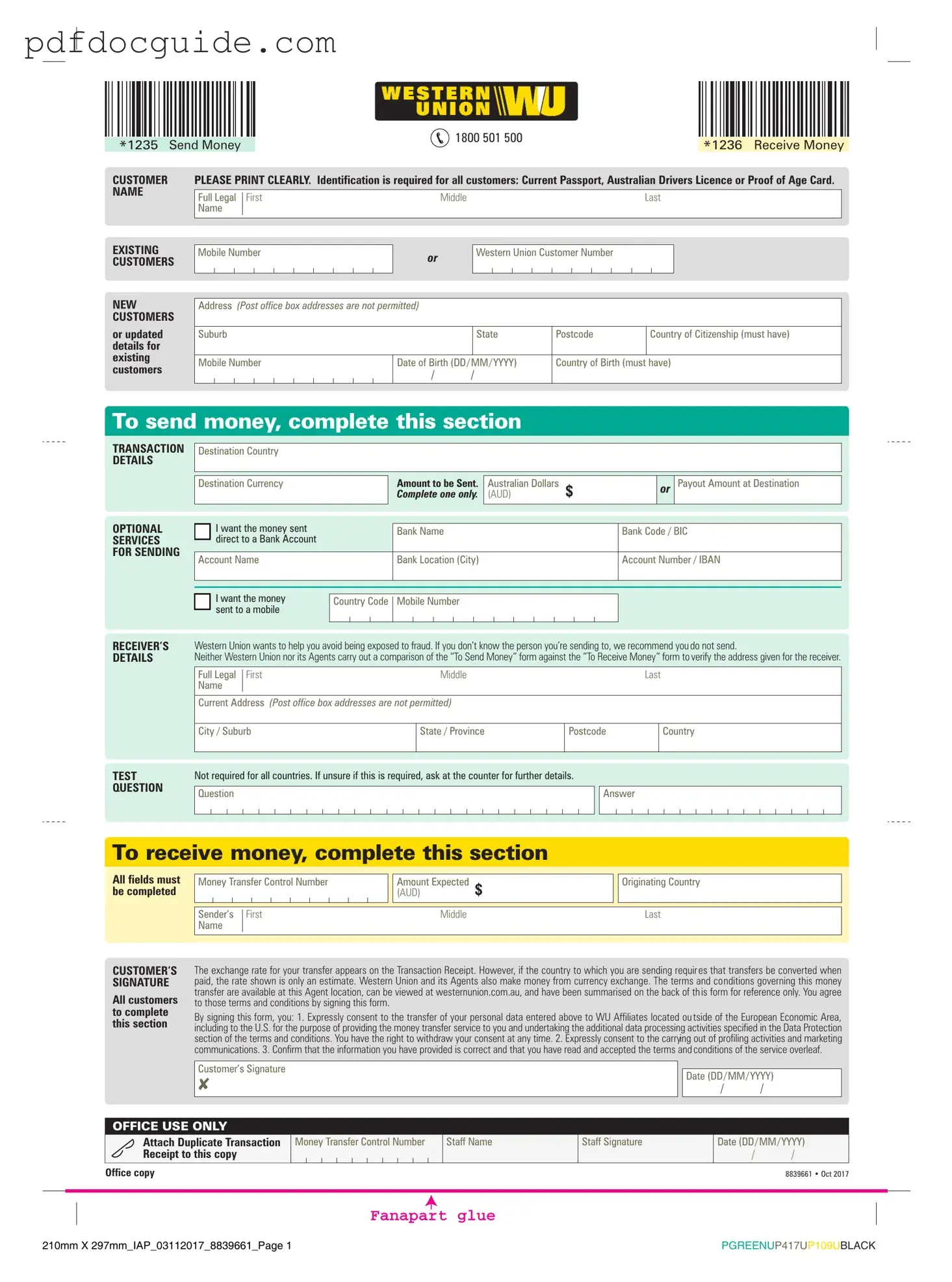 Western Union Form