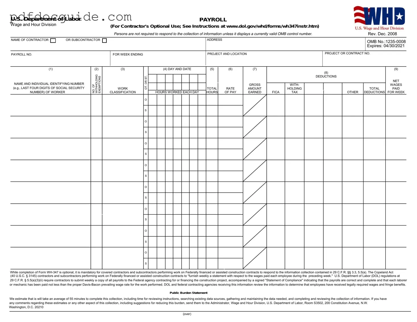 U.S. DoL Form
